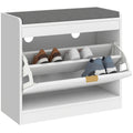 Shoe Storage with Seat, Upholstered Entryway Bench, Shoe Bench with 1 Flip Drawer and 4 Vents for 5 Pairs of Shoes
