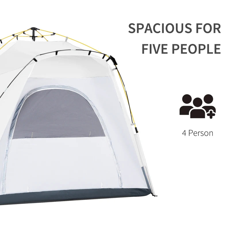 4 Person Automatic Pop Up Camping Tent with Welded Floor - Light Grey