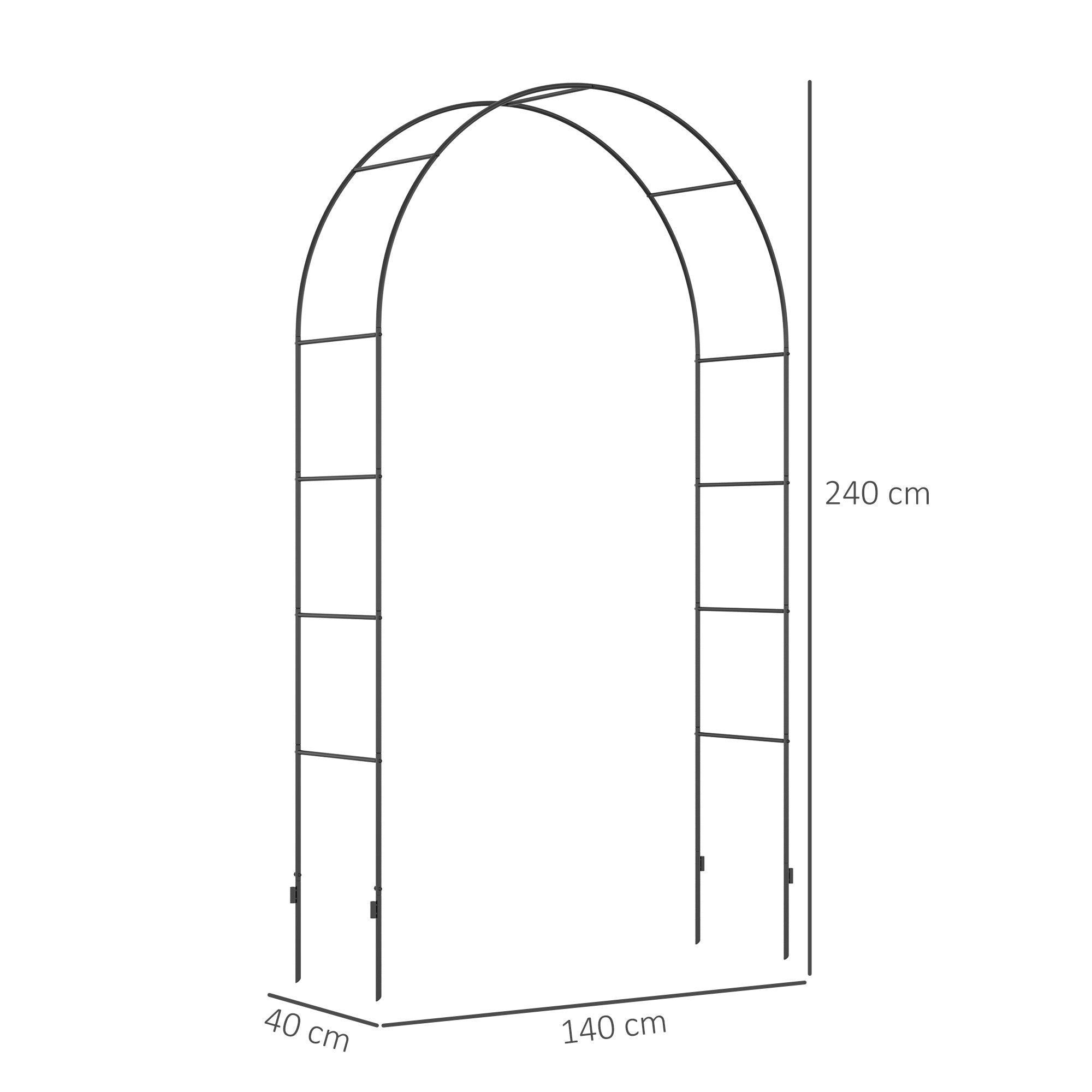 Outdoor Garden Arch, Metal Garden Arbor for Climbing Plants, Roses, Vines, Wedding Arch for Outdoor, 140L x 40W x 240H cm, Black
