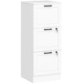 3 Drawer Filing Cabinet with Lock, Office Storage Cabinet with Adjustable Hanging Bars for A4 Letter Size Files, White