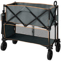 Double Decker Folding Festival Trolley on Wheels, 200KG & 350L Capacity Collapsible Wagon Festival Trolley Cart with 134cm Extended for Camping Sports Shopping Garden and Beach, Grey