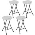 Set of 4 Folding Carry Stools with Powder-Coated Steel Legs - White
