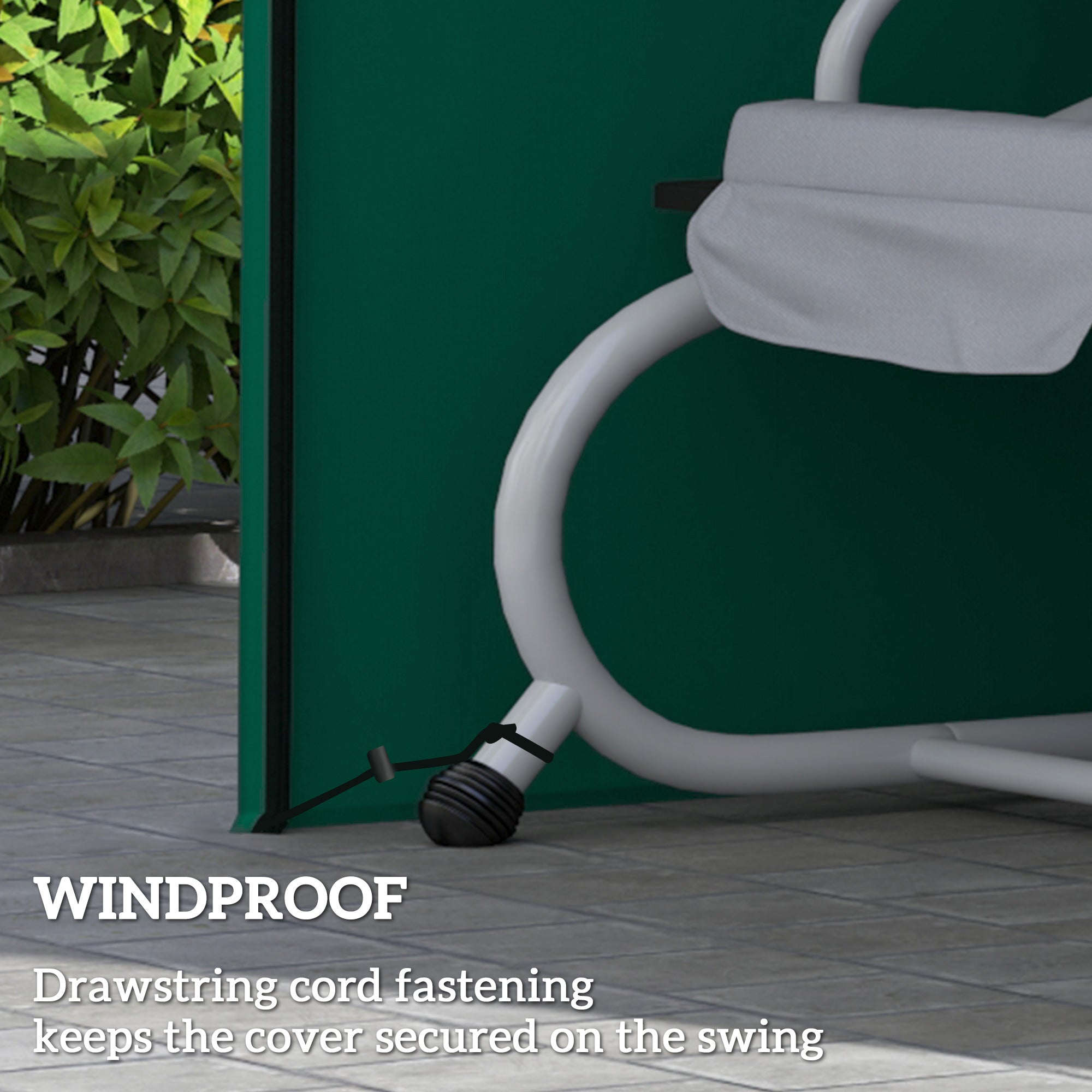 Three-Seater Waterproof Swing Chair Cover with Drawstring - Green