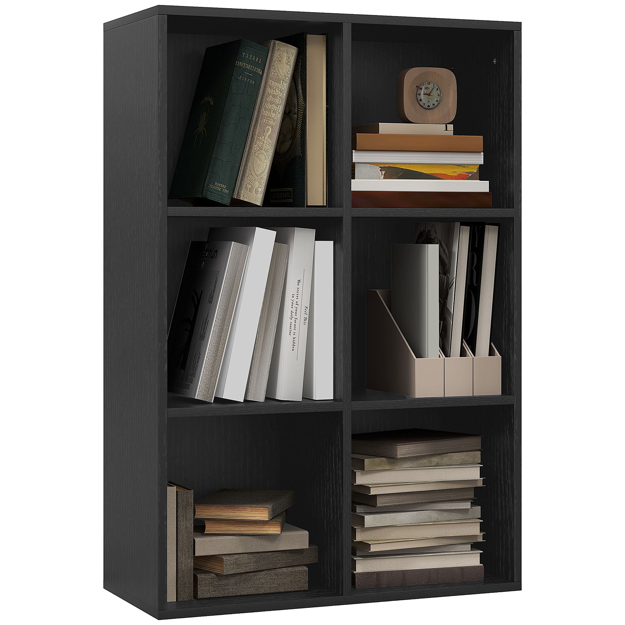 Six-Cube Bookcase - Black Wood Effect