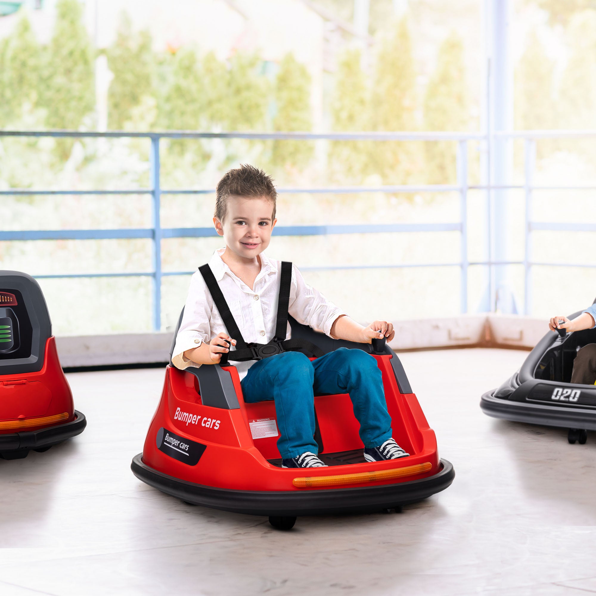 Bumper Car, 360° Rotation Spin 12V Kids Electric Car with Lights, Music, for Ages 1.5-5 Years - Red