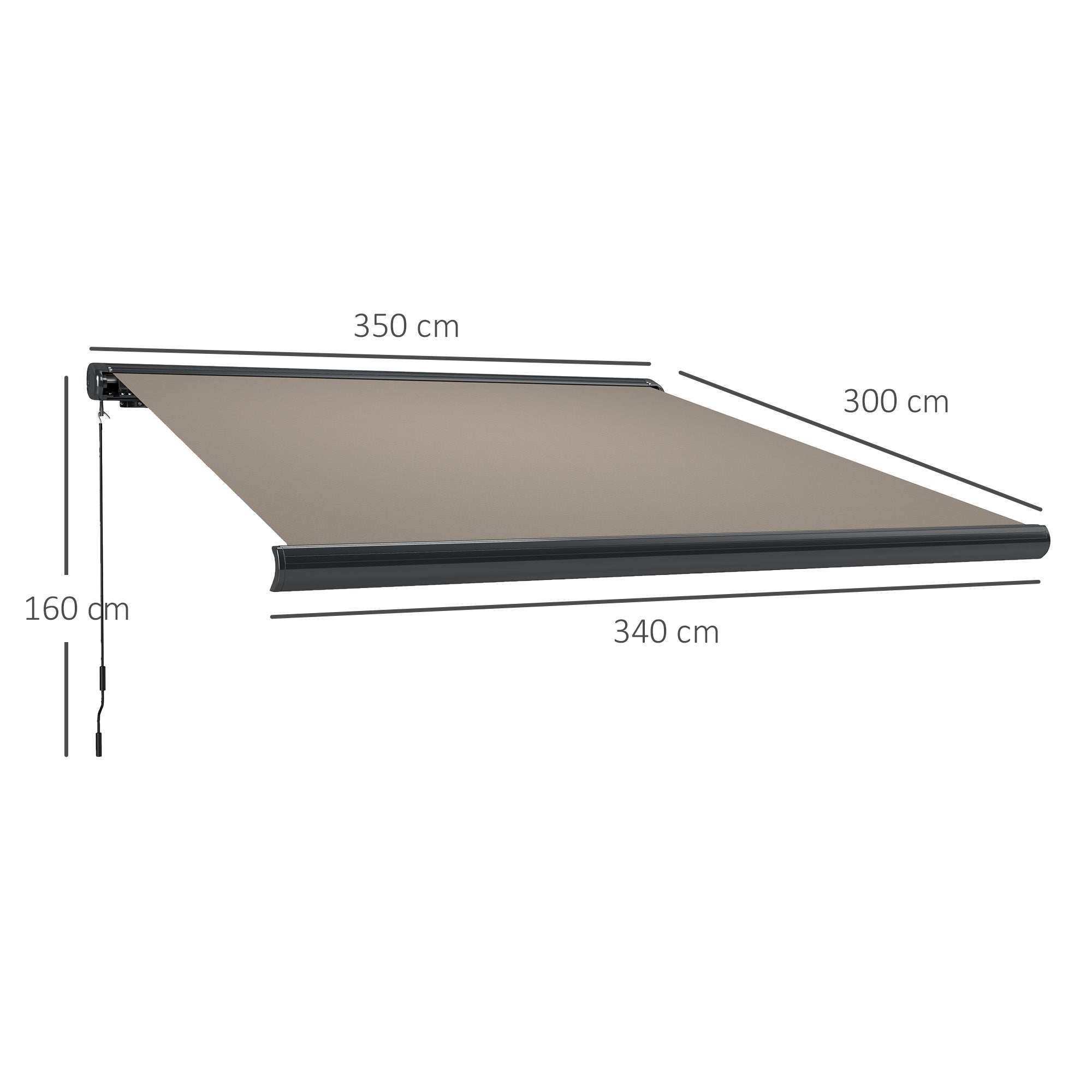 3.5 x 3 Metre Electric Retractable Awning Set - UV50+ Light Grey