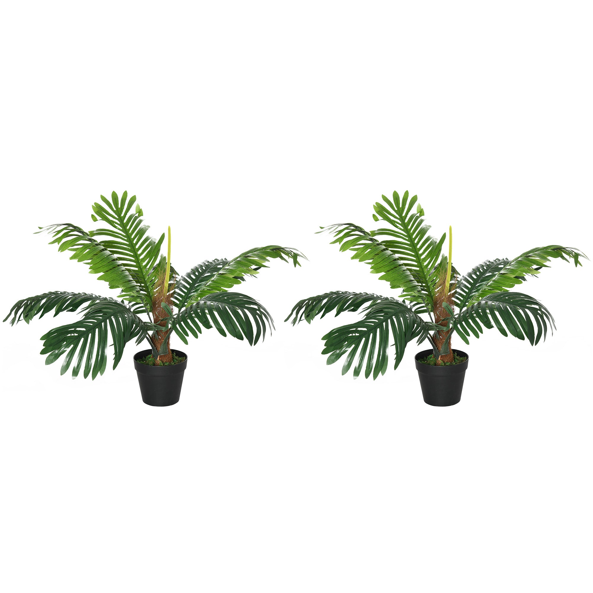 2 Pack 60cm Artificial Palm Tree Decorative Plant with Nursery Pot, Fake Tropical Tree for Indoor Outdoor D©cor