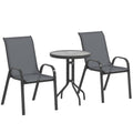 Three-Piece Outdoor Garden Set with Table and Chairs - Grey