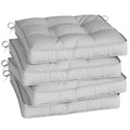 Set of 4 Garden Seat Cushion with Ties, 42 x 42cm Replacement Dining Chair Seat Pad, Light Grey