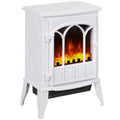 Freestanding Electric Stove Heater with LED Flame Effect, Overheating Safety, 1000W/2000W - White