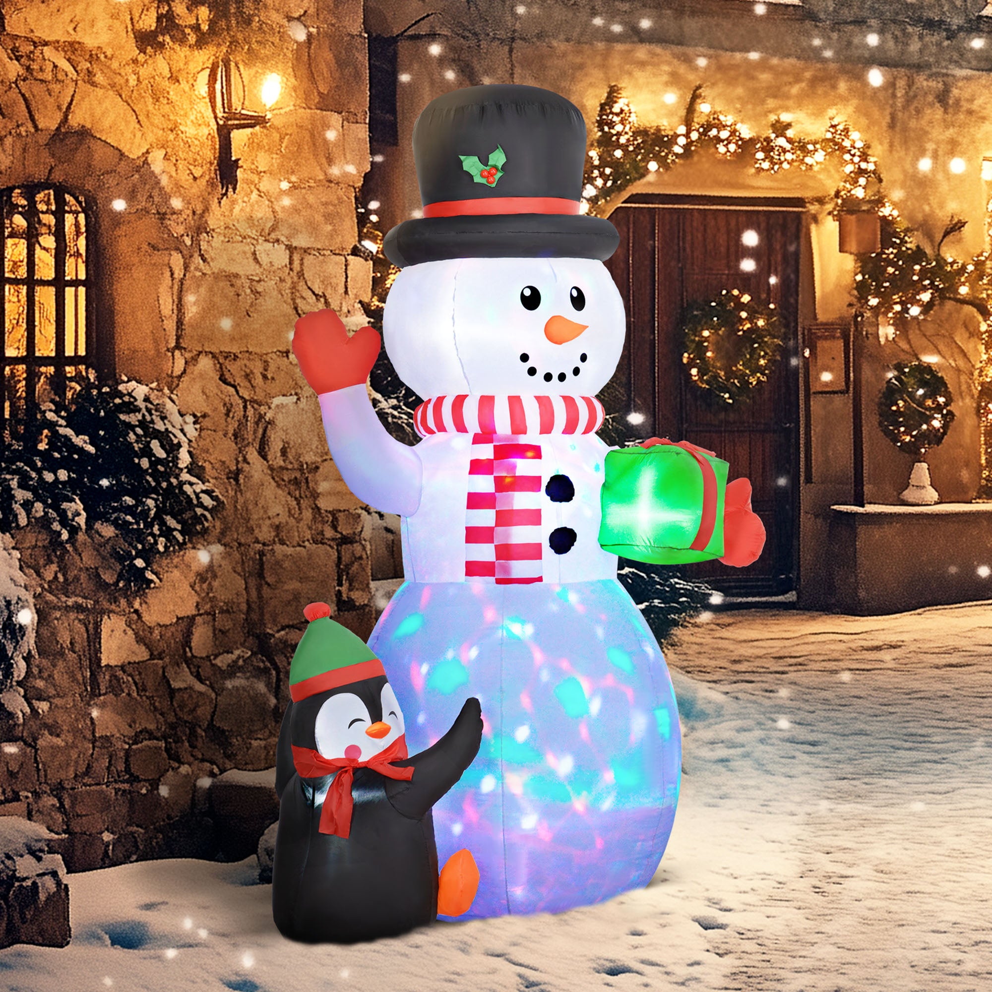 8ft Inflatable Christmas Snowman, with Accessories