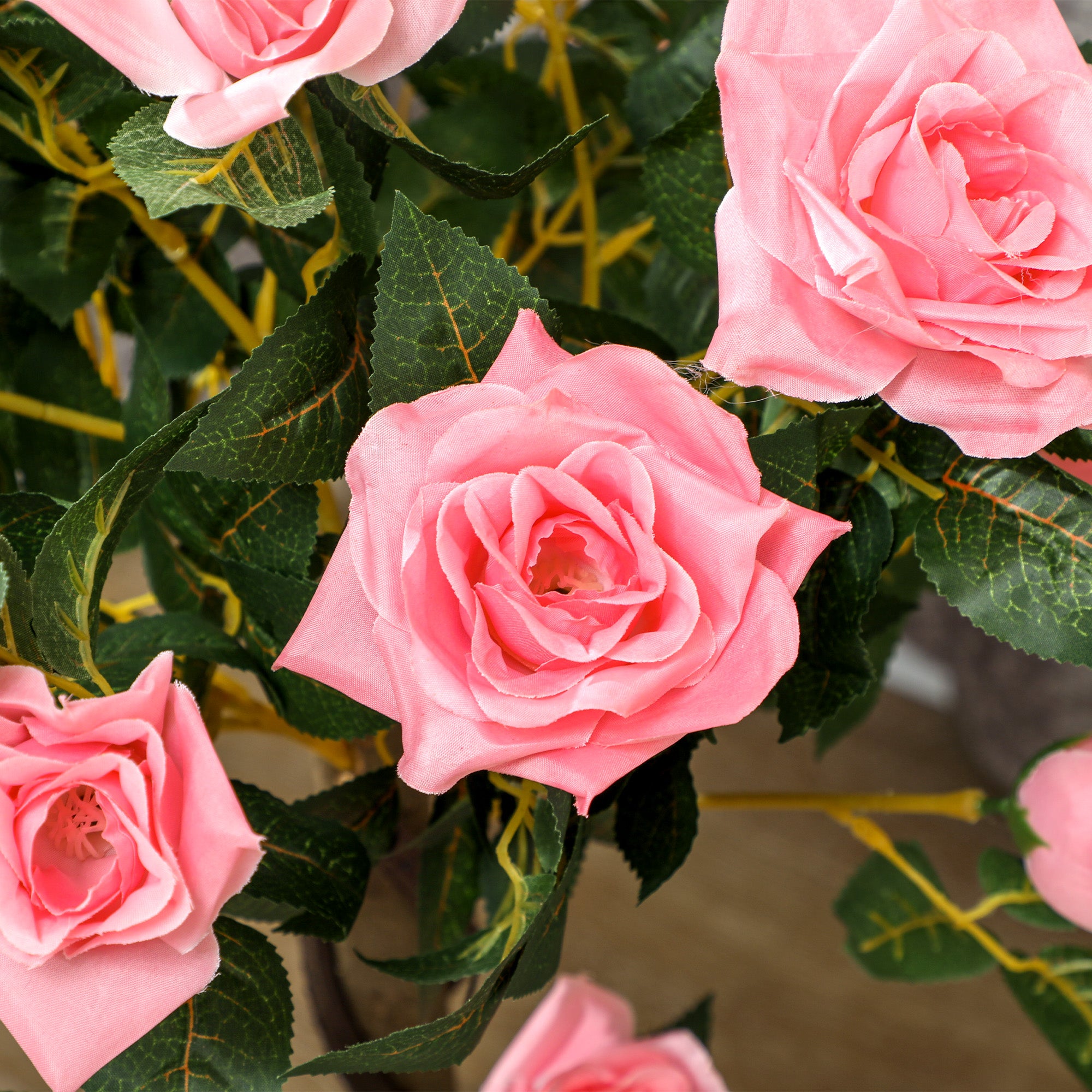 Set of 2 Artificial 90cm Pink Rose Plants in Pot for Indoor Outdoor Decor - Pink