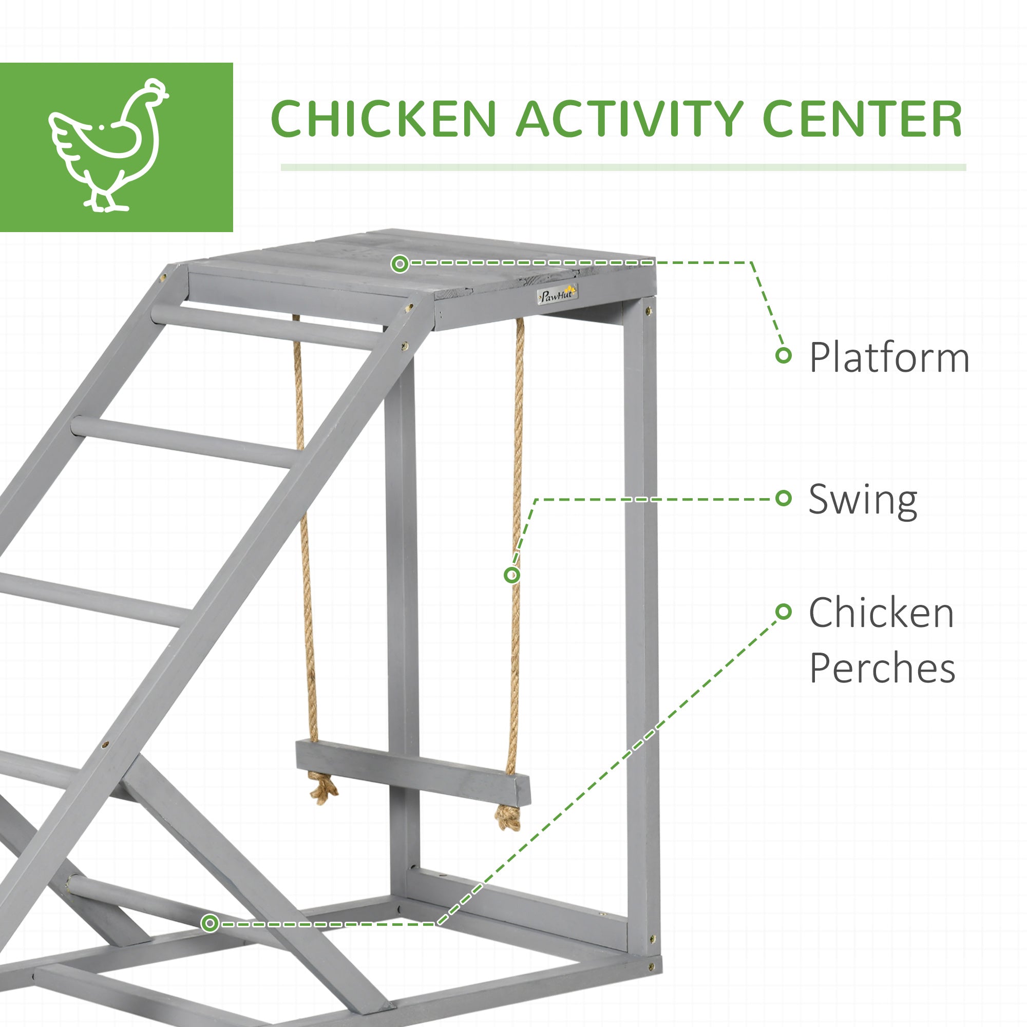 Walk In Chicken Run with Chicken Activity Shelf and Cover, 3 x 2 x 2m