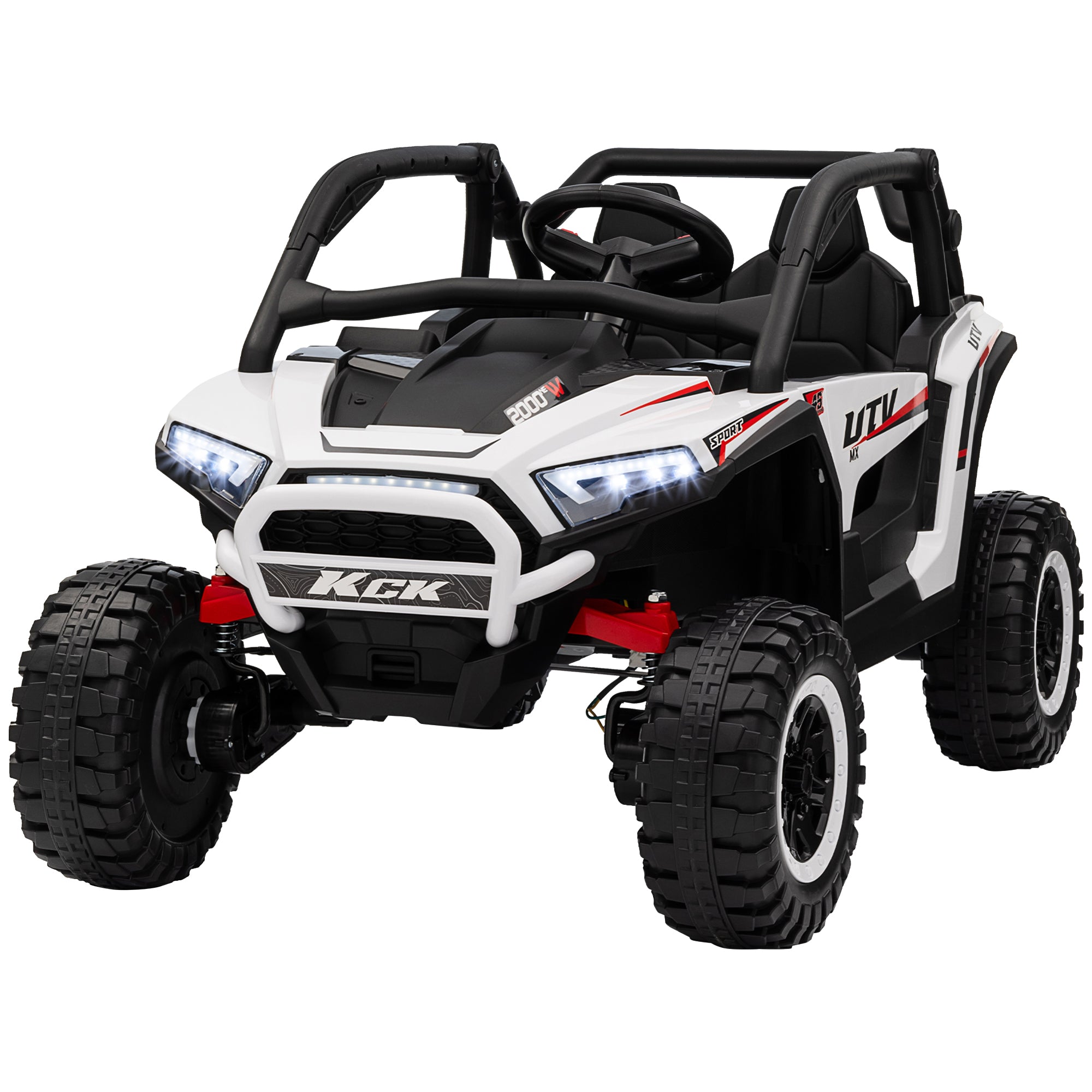 2 Seater 24V 7AH Ride on Truck, Battery Powered Electric Ride On Car w/ Remote, Suspension, 3 Speeds - White