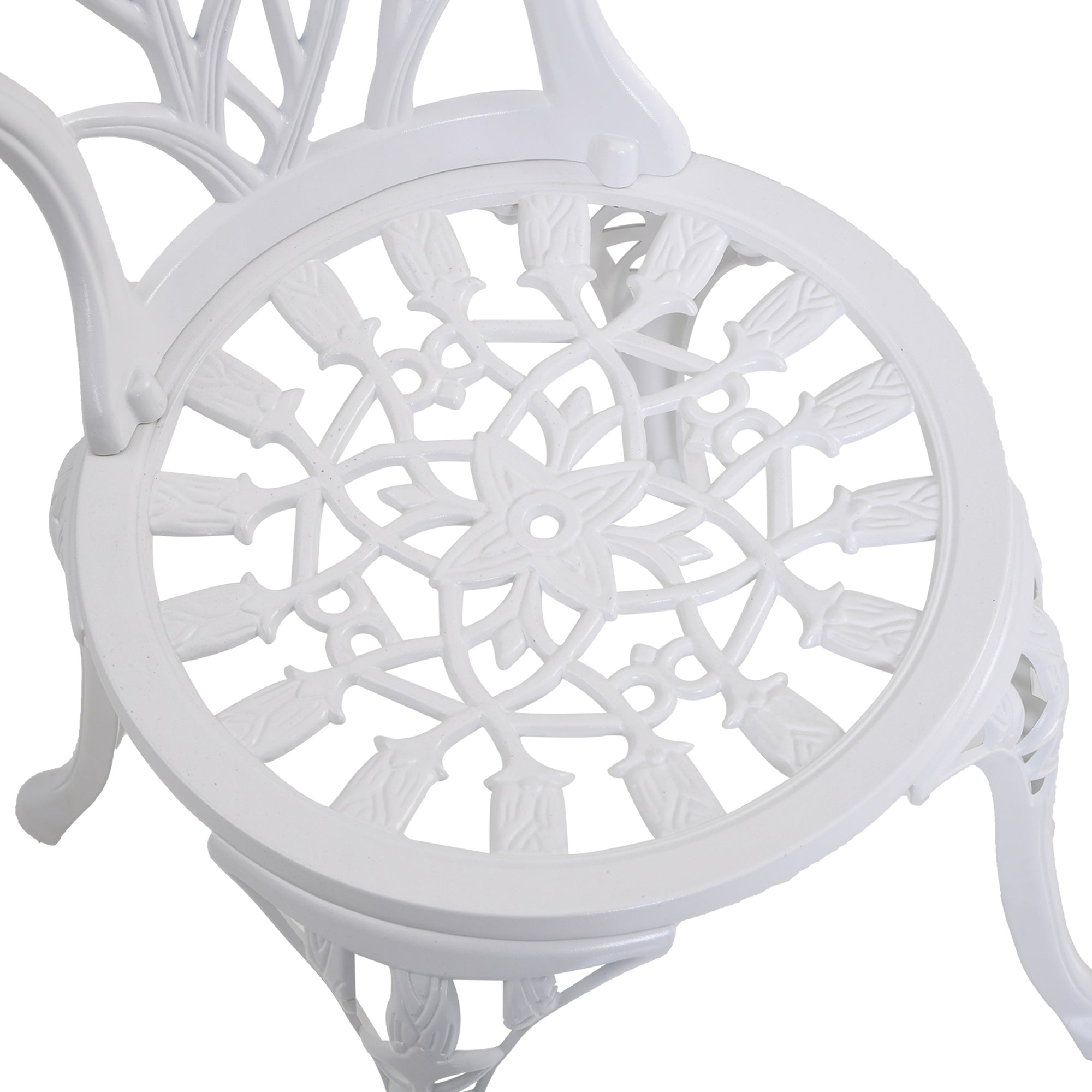 3 Piece Aluminium Patio Bistro Set with Umbrella Hole - White