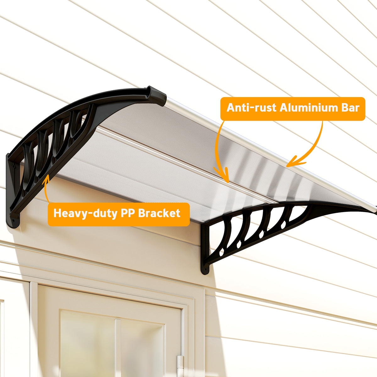 Front Door Canopy, Outdoor Awning, Rain Shelter for Window, Porch and Front/Back Door, 103 x 96.5 cm, Clear