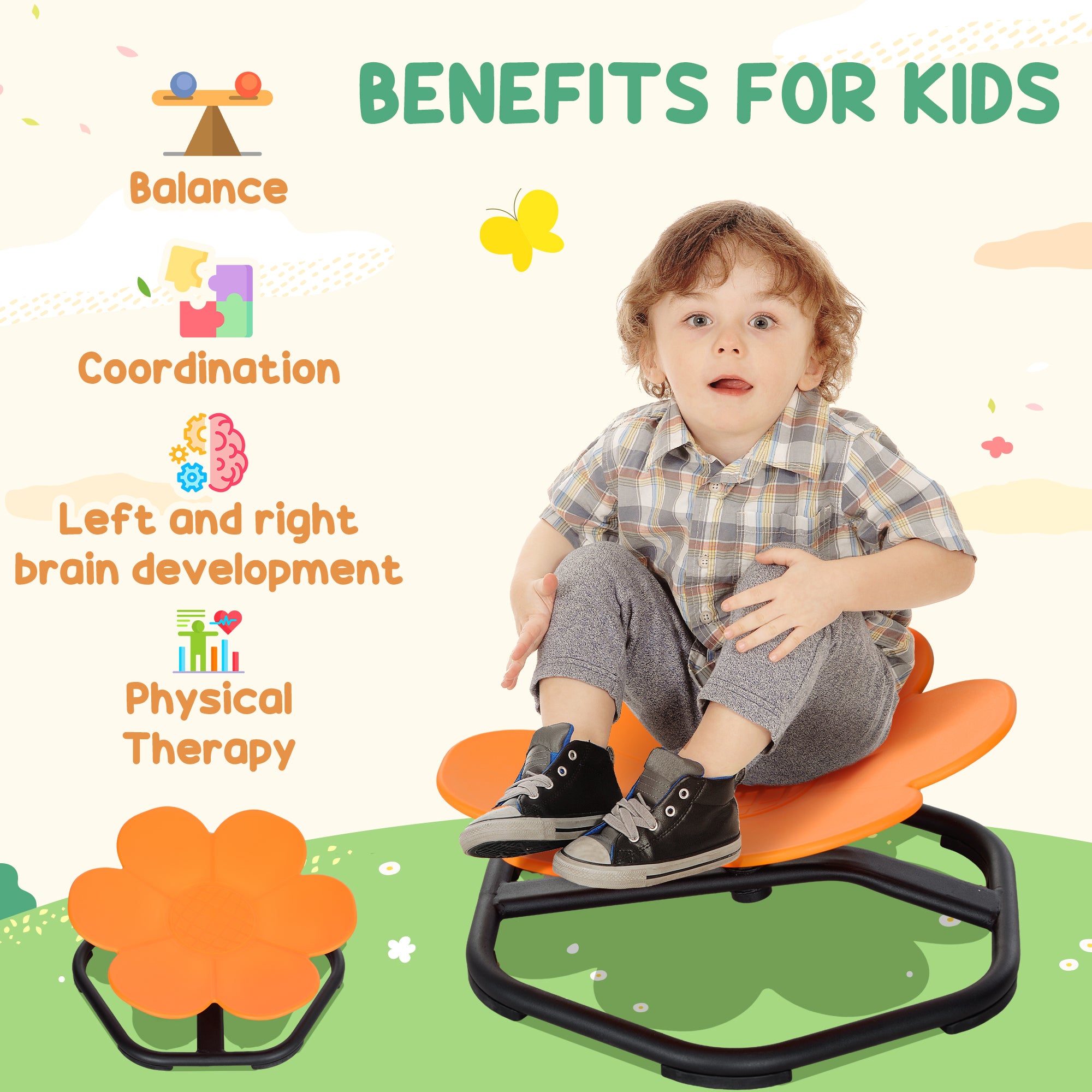 Sensory Spinning Chair for Autism Kids Coordination & Balance, Orange