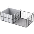 7 Panel Dog Whelping Box and Playpen for Small to Medium Dogs with Washable Pads - Black