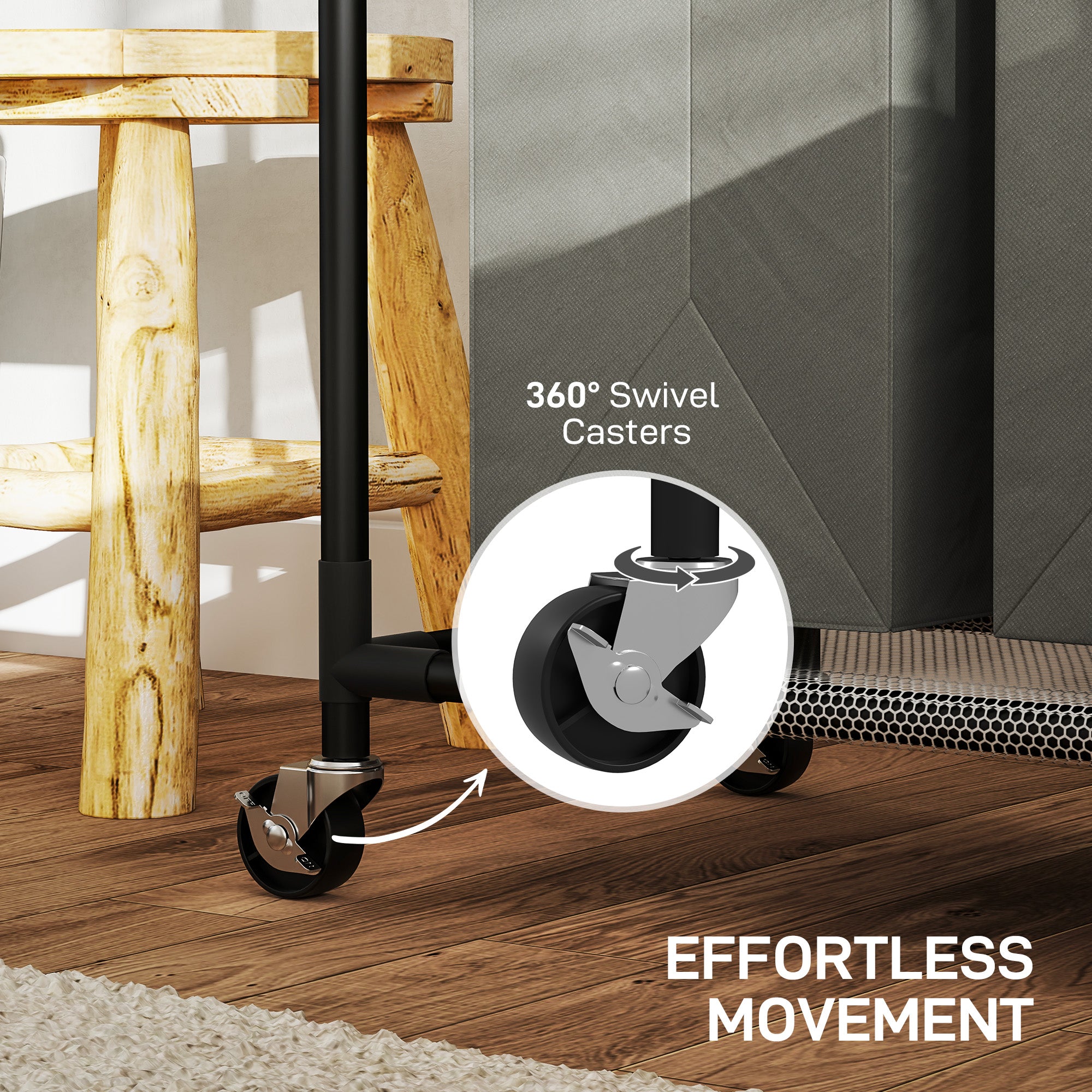 126L Laundry Sorter, Rolling Wash Basket with Hanging Rail and Mobile 3-Bag Organiser for Bedroom, Bathroom, Laundry Room, 88-149.5L x 40W x 167H cm, Dark Grey