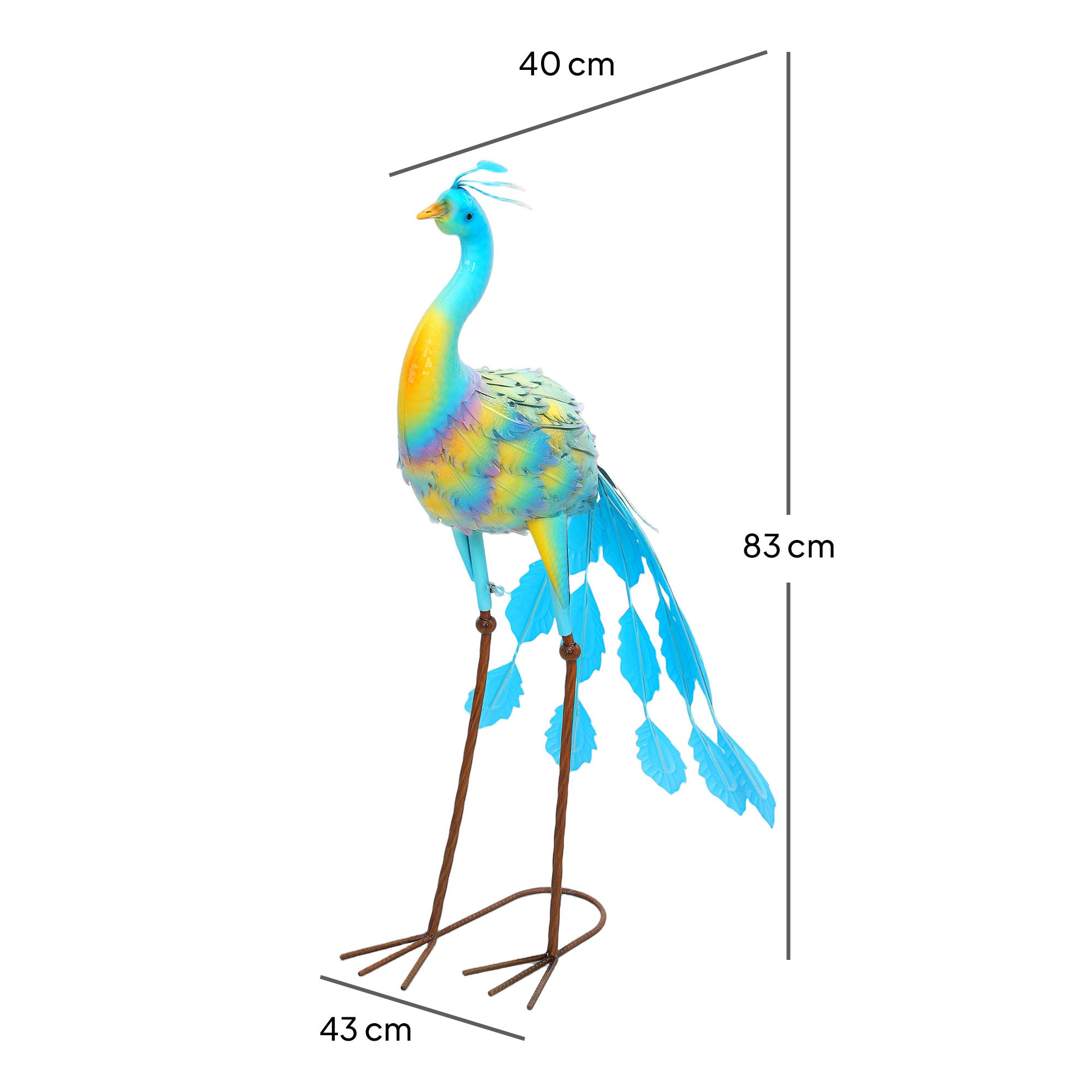 Peacock Metal Garden Statue with Stakes Multi-Colour Outdoor Decoration