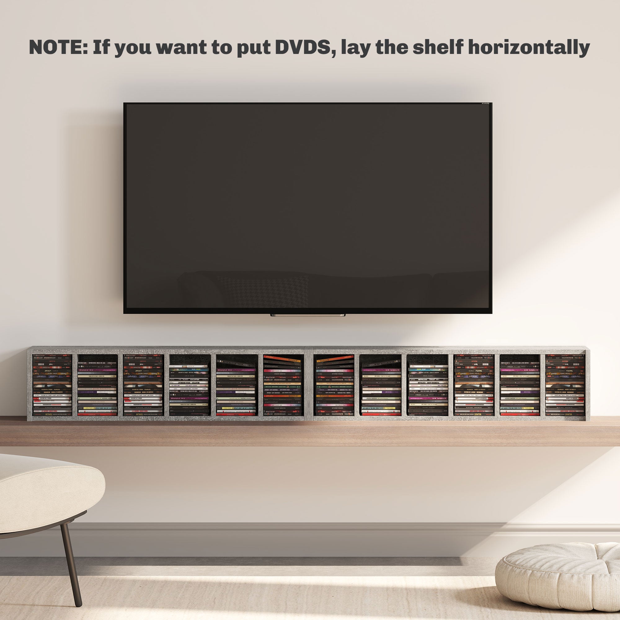 Set of Two 102-CD Storage Units with Adjustable Shelves - Cement Grey