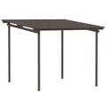 3 x 3m Garden Pergola with Waterproof Metal Roof Lean-To Gazebo Wind-Resistant Easy Assembly - Brown