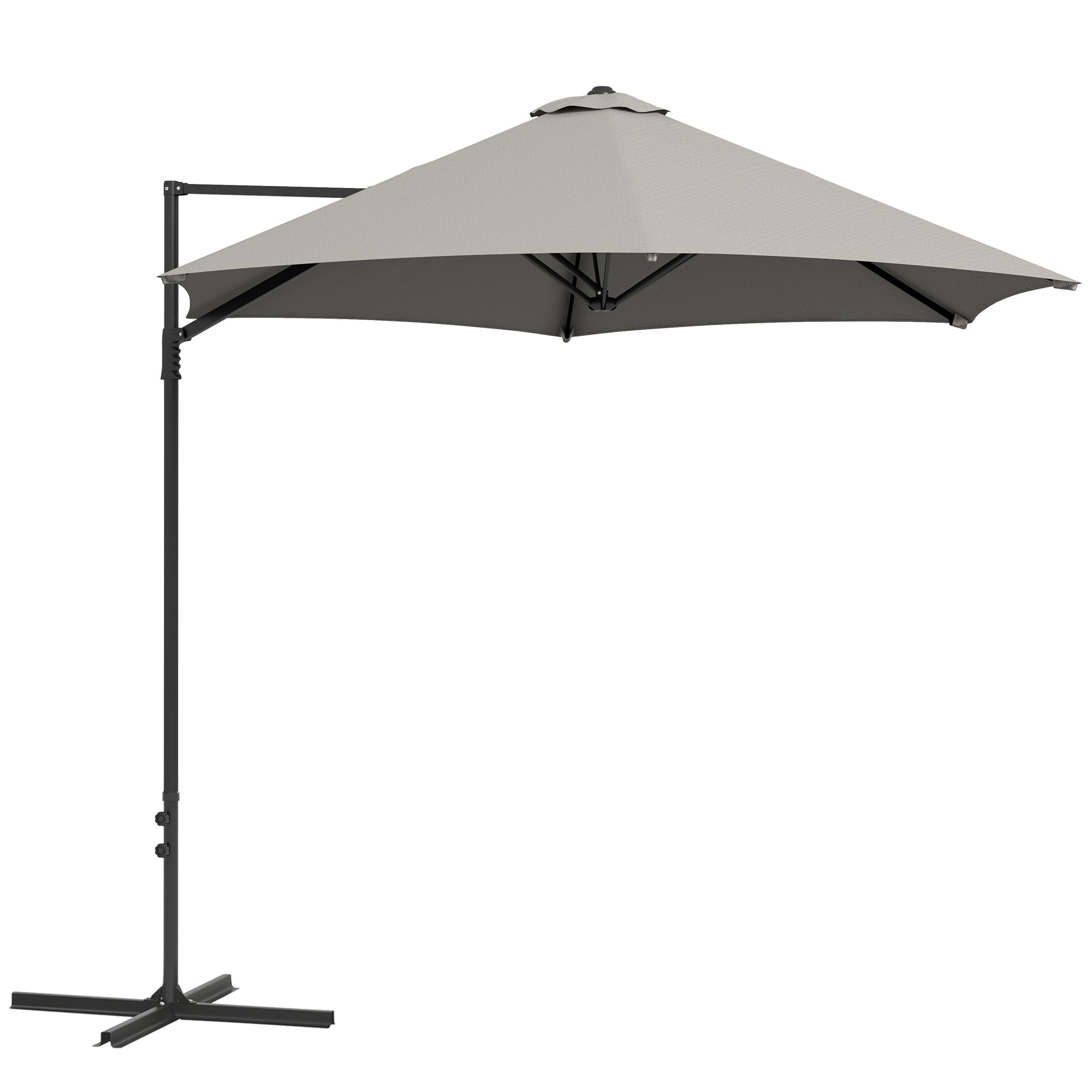 2.5m Rotating Cantilever Parasol With Base - Light Grey Polyester