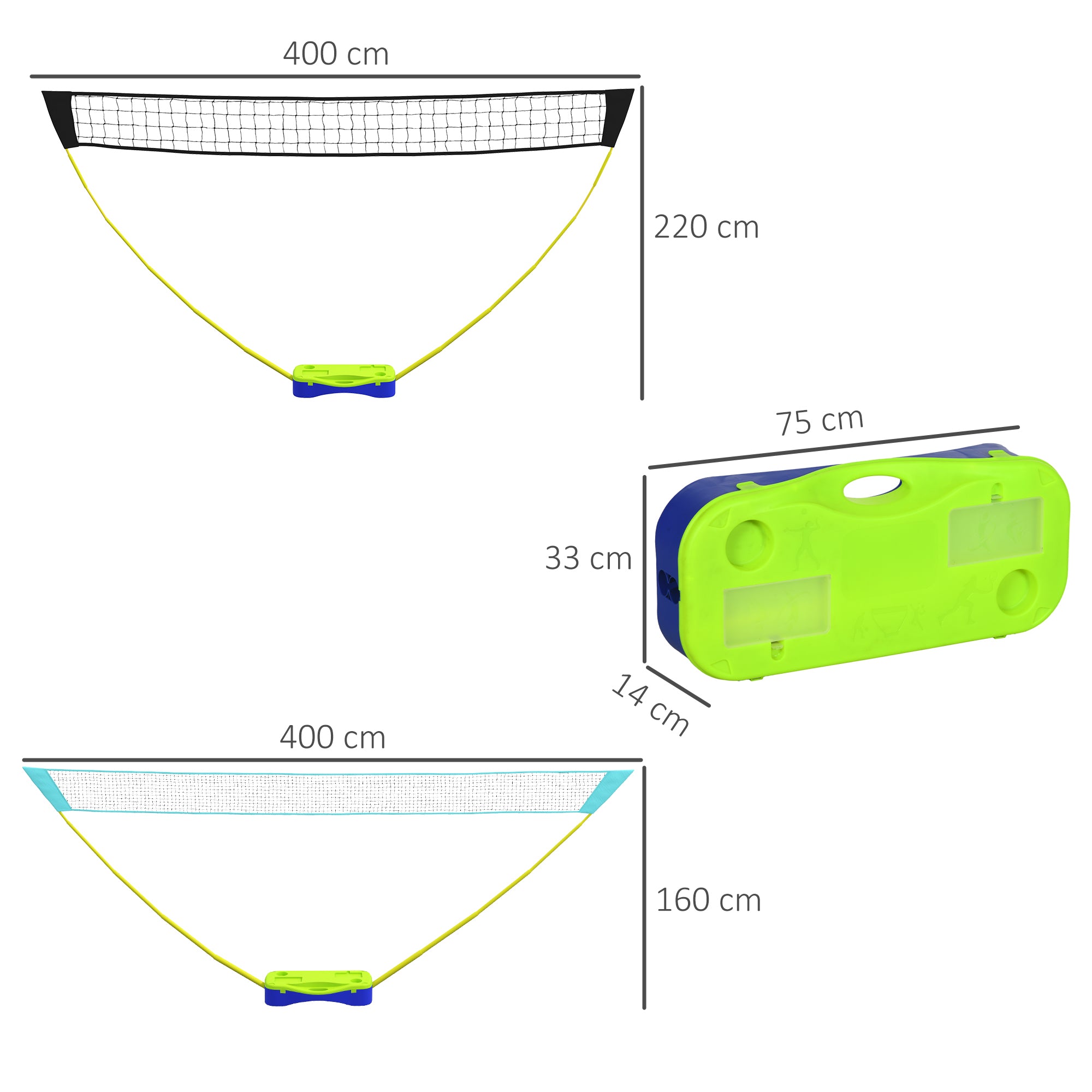 Portable Badminton Net Set w/ Volleyball Net, Rackets, Shuttlecocks