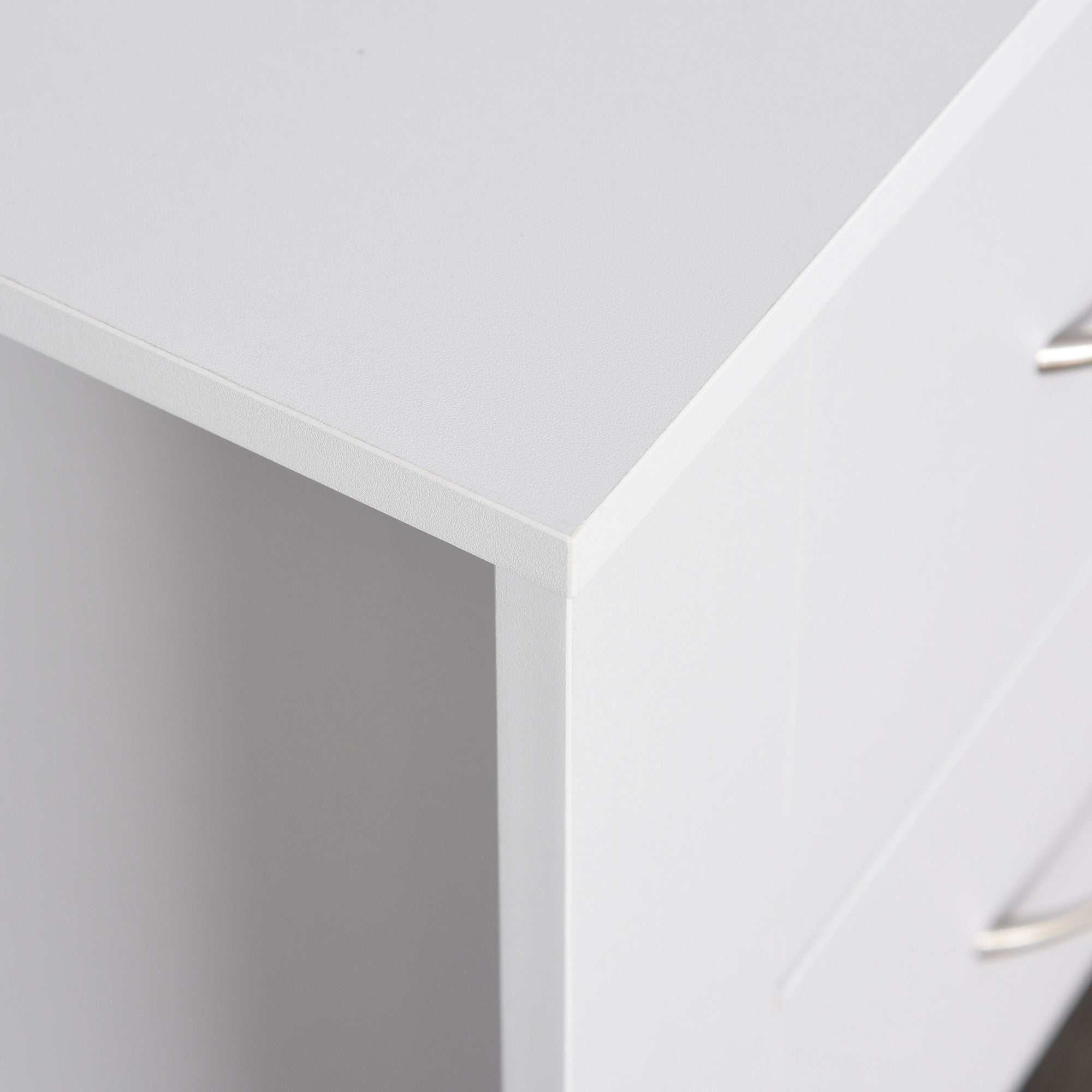 Bedside Table Set of 2 with 2 Drawers, Nightstands with Handles and Elevated Base, Side Tables for Bedroom, Living Room, White