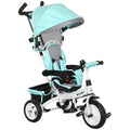 6 in 1 Kids Trike Push Bike with Canopy, 5-Point Safety Belt, Storage & Brake for Ages 1-5 - Green