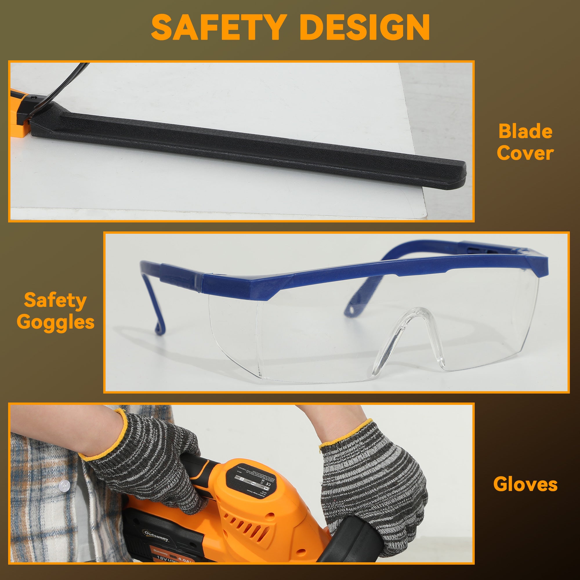 20" Cordless Hedge Trimmer, 18V Electric Hedge Cutter with 51cm Dual Action Blade, 2 x 4000mAh Batteries and Brushless Motor for Garden Branches, Shrubs, Twigs, Orange