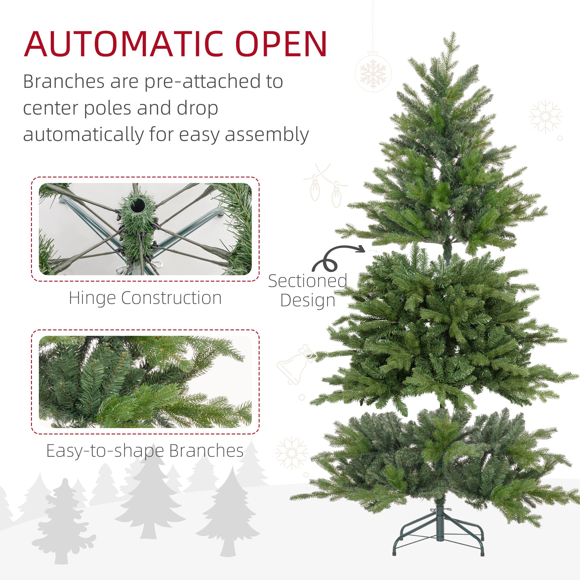 6ft Bare Artificial Christmas Tree, with 1821 Tips - Green