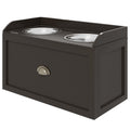 Raised Stainless Steel Dog Bowls with 21L Storage Drawer for Large Dogs - Brown