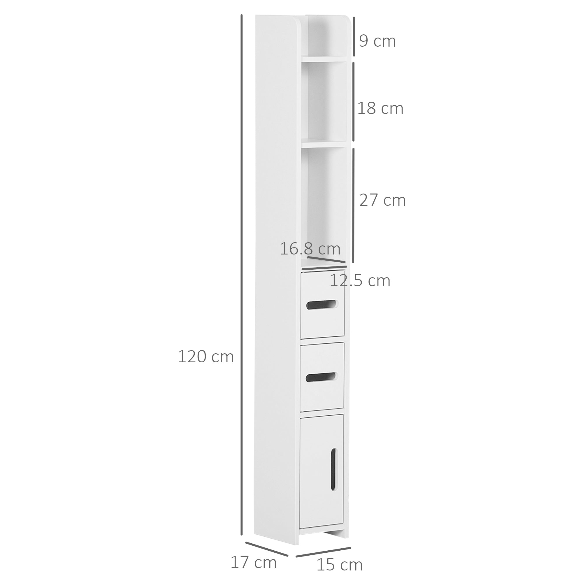 Modern Bathroom Storage Cabinet, Freestanding Tall Bathroom Cabinet with Open Shelves and 3 Cupboards with Door, for Bedroom Hallway, White