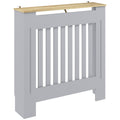 Heater Cover, Radiator Cover Slatted Painted MDF Lined Grill Grey, 78L x 19W x 81H cm