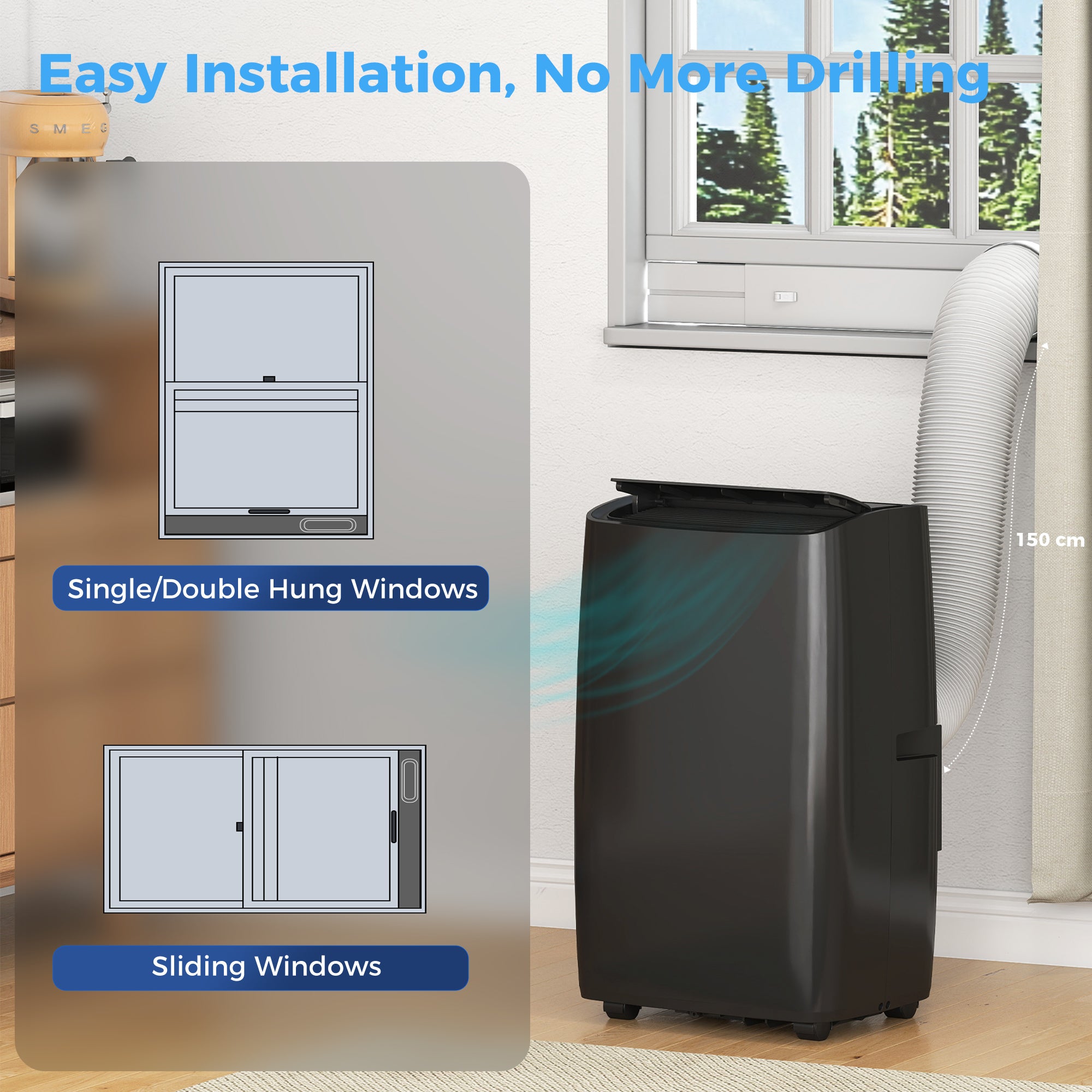 Portable Air Conditioner 12000 BTU, 4-in-1 Air Conditioning Unit, Dehumidifier, Cooling, Fan, Sleep Mode with 2 Speeds