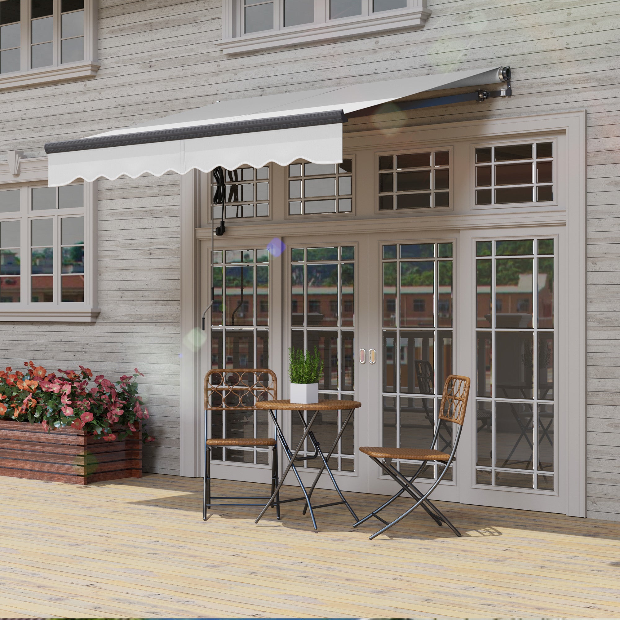 2.5 Metre Electric Retractable Awning Set with Remote Control - Light Grey UV30+