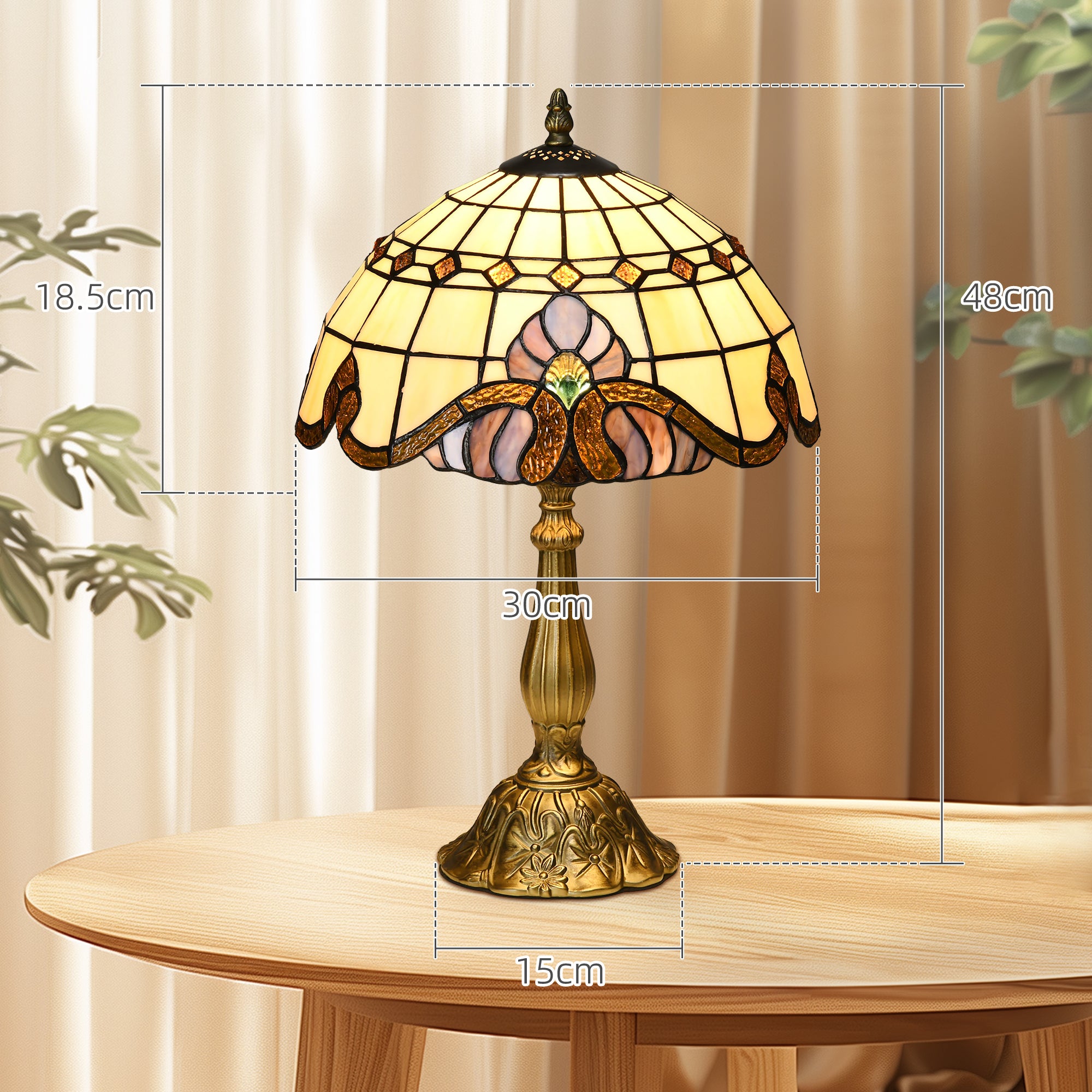 Stained Glass Table Lamp, Handmade Antique Bedside Lamp, Decorative Night Light for Bedroom, Living room, Home, Nightstand