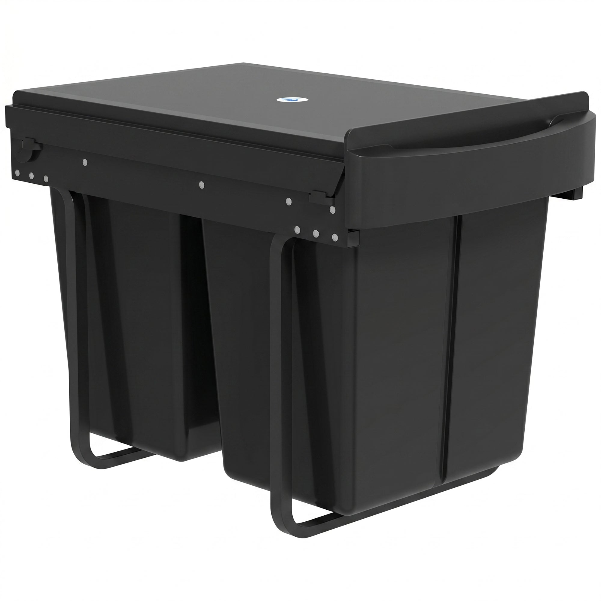 Pull Out Bin, Kitchen Under Sink Bin with 2 Removable Compartments, Smooth Glide, Black