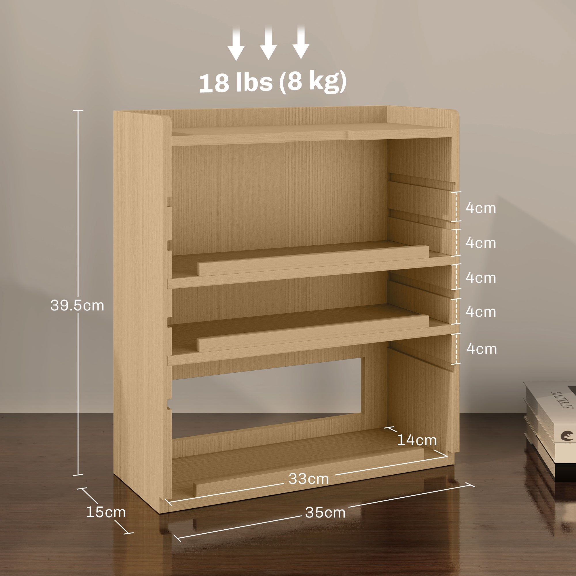 Four-Tier Desktop Organiser - Oak Tone