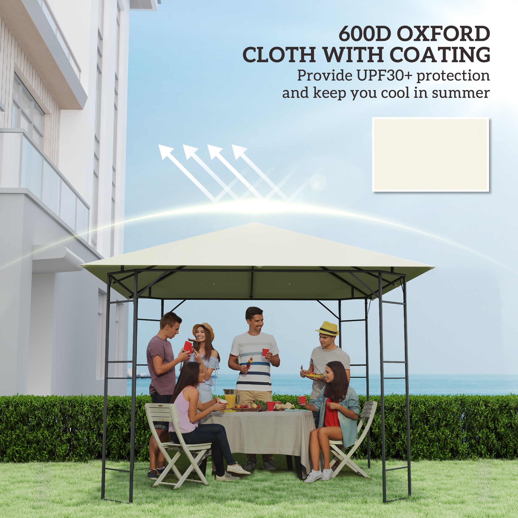 3 x 3 Metre Gazebo Canopy Replacement Set - Cream, UPF30+ Polyester