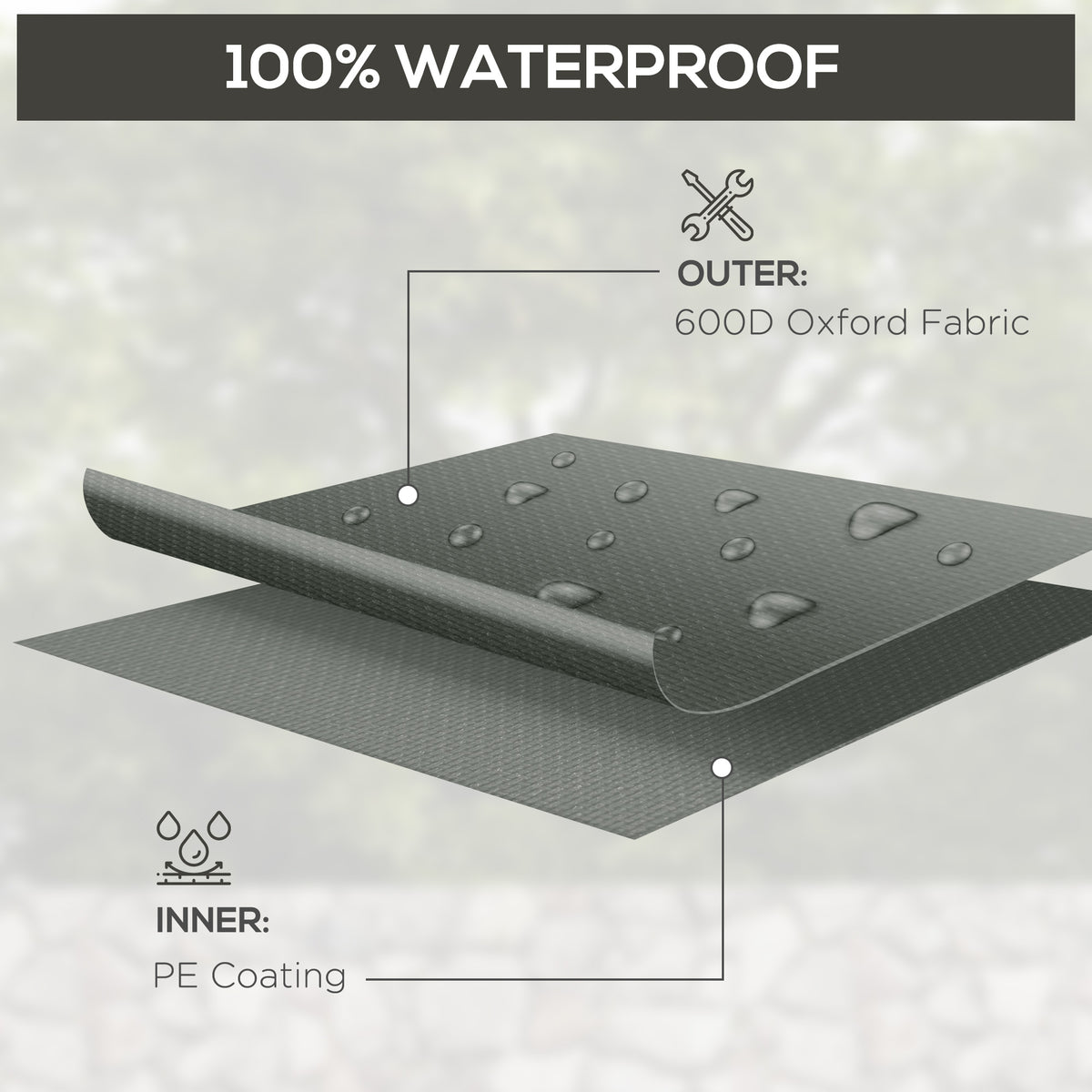 Waterproof Outdoor Garden Table Cover 245x165x66 cm Oxford 600D - Dark Grey