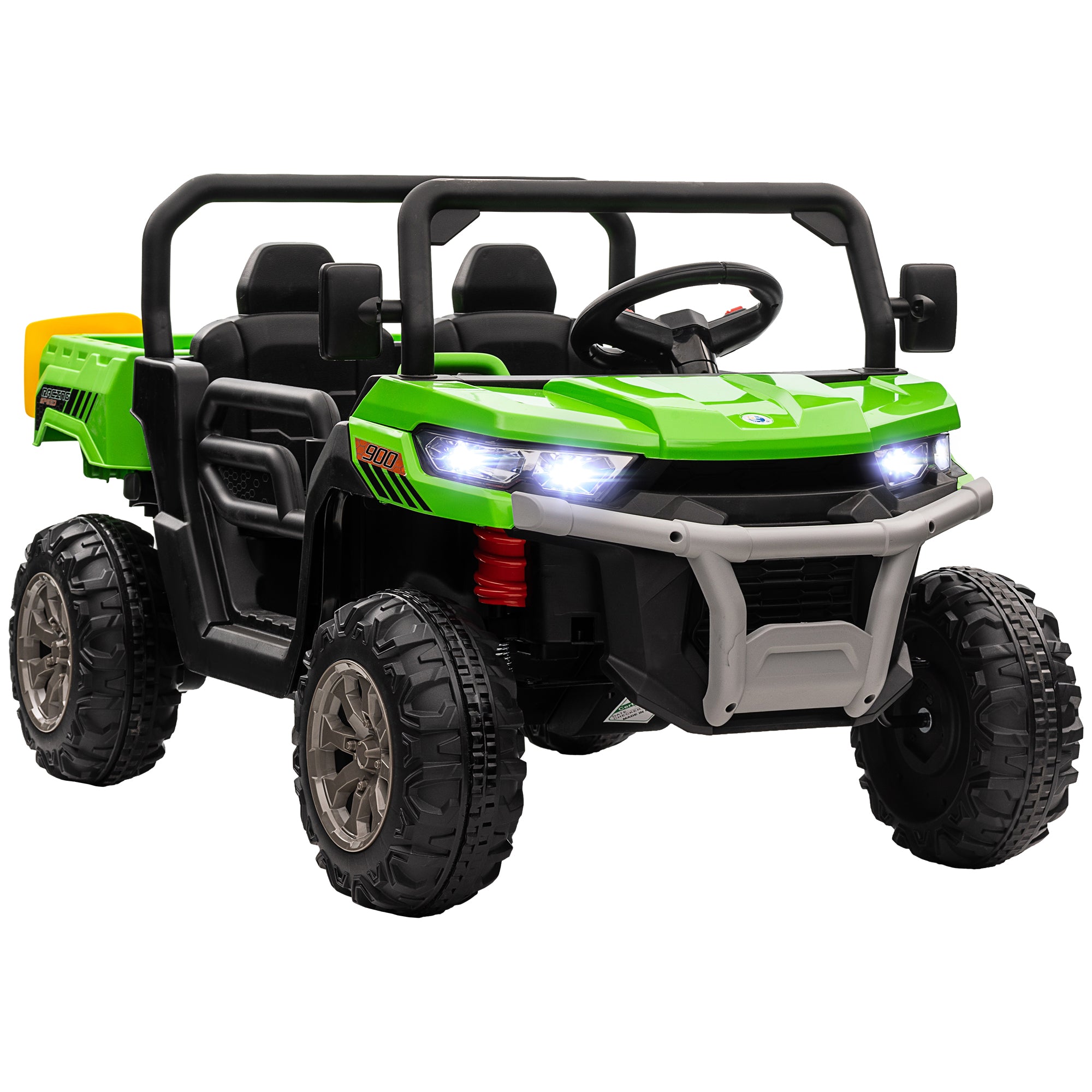 12V 2 Seater Kids Electric Ride-On Car with Electric Bucket, Remote Control - Green