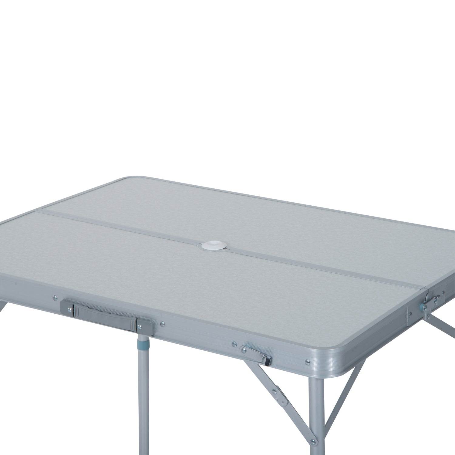 3 pcs Foldable Picnic Table and Bench Set with Umbrella Hole - Silver