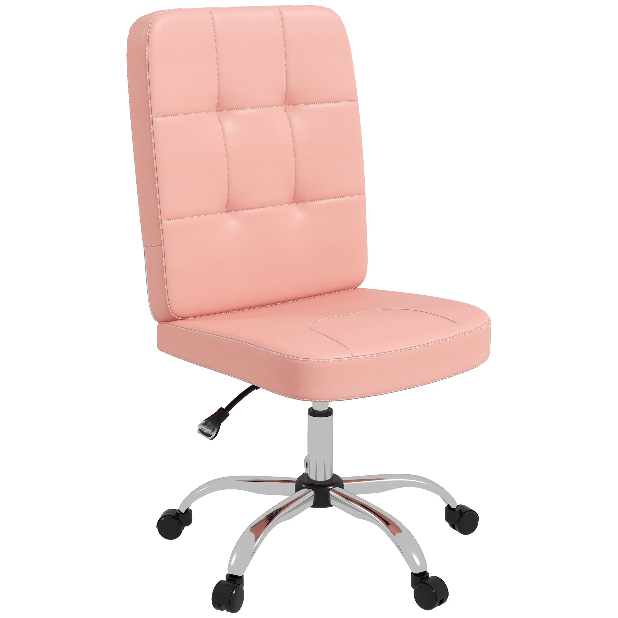 Armless Faux Leather Office Chair - Pink