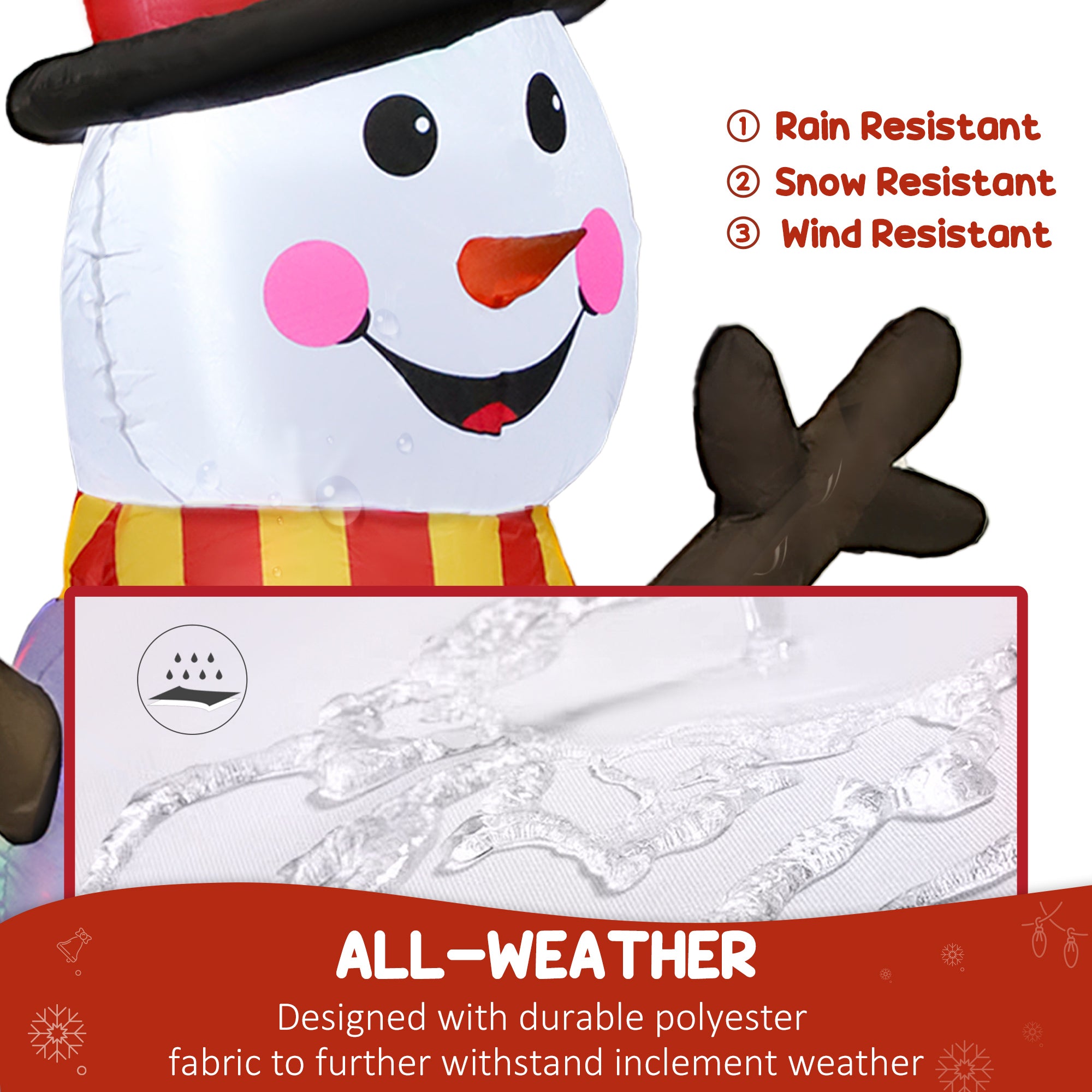 6FT Christmas Inflatables Snowman & Penguins with Built-in LED Lights and Flashing Projector Light, Blow Up Christmas Inflatable Decoration for Indoor Outdoor Decor, Garden