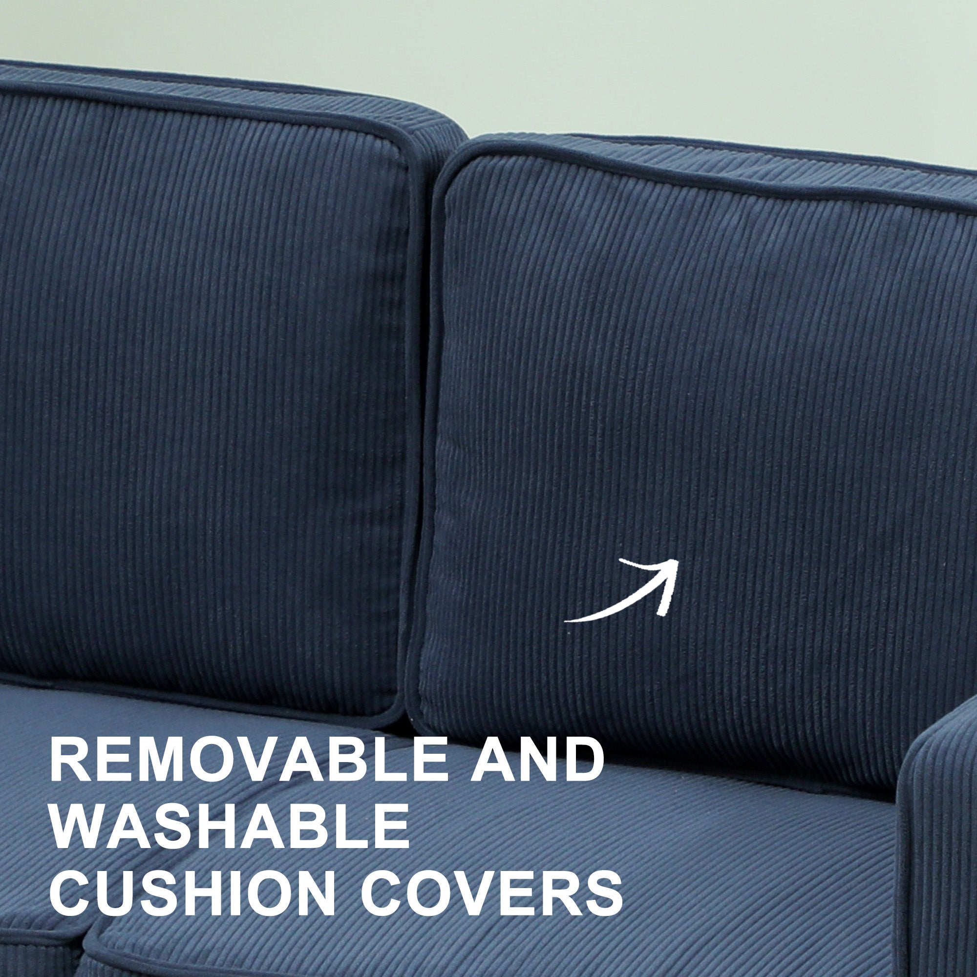 Small Two-Seater Corduroy Sofa - Blue