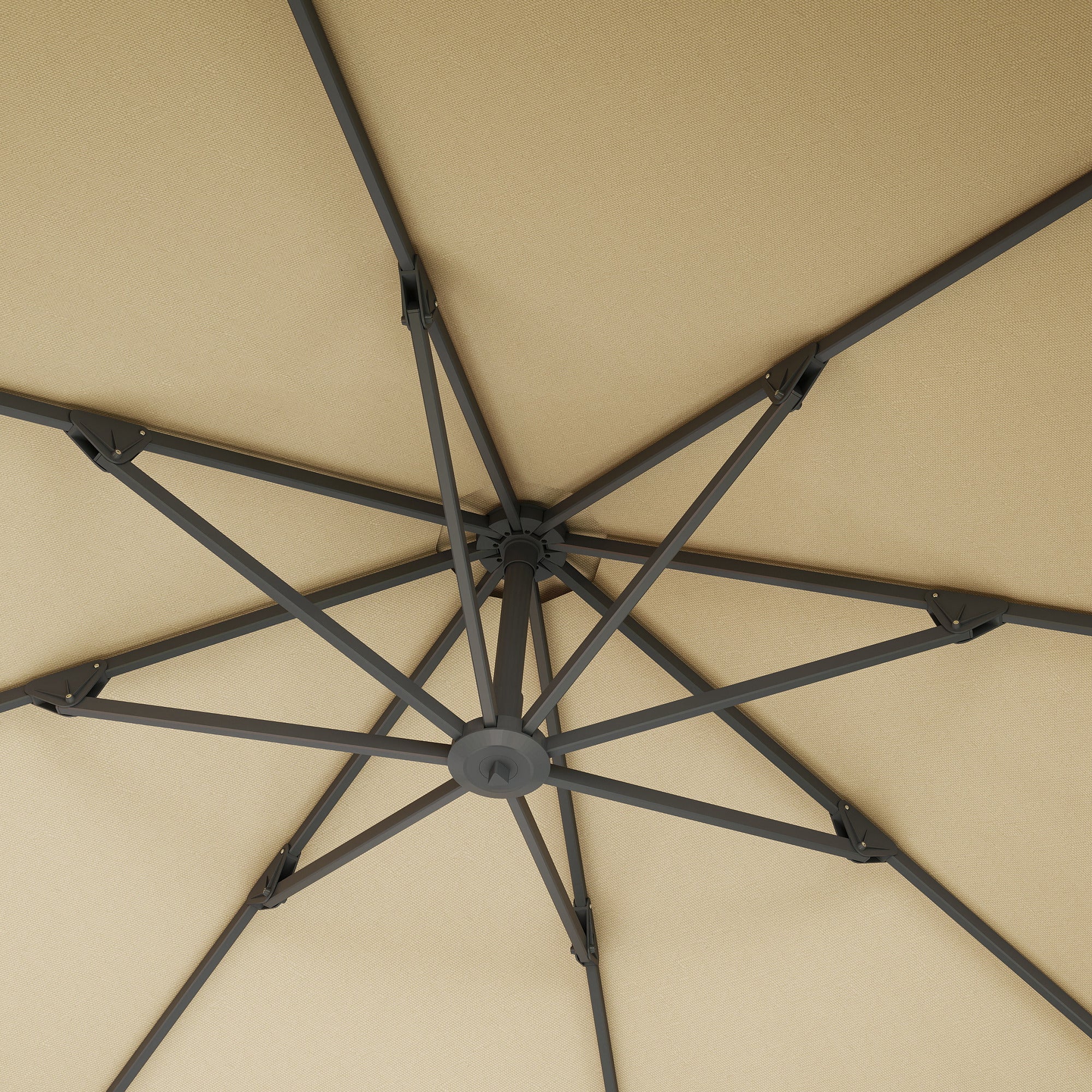 3 Metre Aluminium Cantilever Parasol with 360° Rotation - Khaki