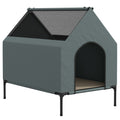 Dog House Outdoor Elevated Dog Bed with Removable Cover, Mesh Windows, Storage Bag, for S and M-Sized Dogs, Grey