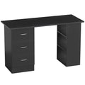 Computer Desk with Drawers, Home Office Desk, Writing Table, PC Workstation with 3 Storage Shelves for Working, Study, 120 x 49 x 72 cm, Black